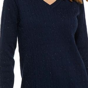 Kim Rogers V Neck Sweater XL Navy with specks